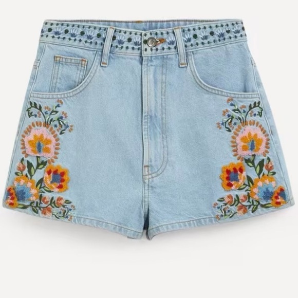 FARM RIO Summer Garden Embroidered Denim Shorts – Size 31 NWT - Picture 4 of 16